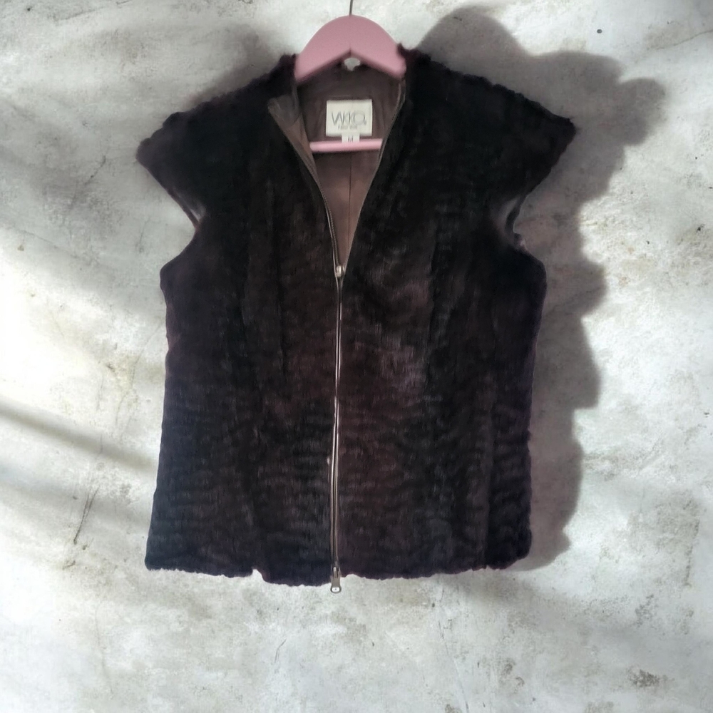 Vakko Burgundy Color 100% Genuine Fur Vest Made In USA Size M